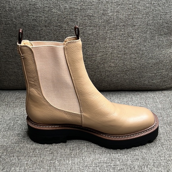SAM EDELMAN Laguna Waterproof Lug Sole Chelsea Boot Sesame Leather Size 7 1/2 - Picture 9 of 13